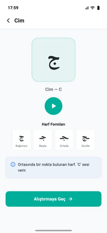 Elif-Ba dersi: Cim harfi ve harf formları