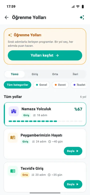 Öğrenme yolları listesi: seviye ve konuya göre yollar
