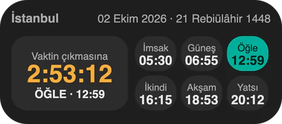 Bento widget'ı: vakitler kutucuklarda